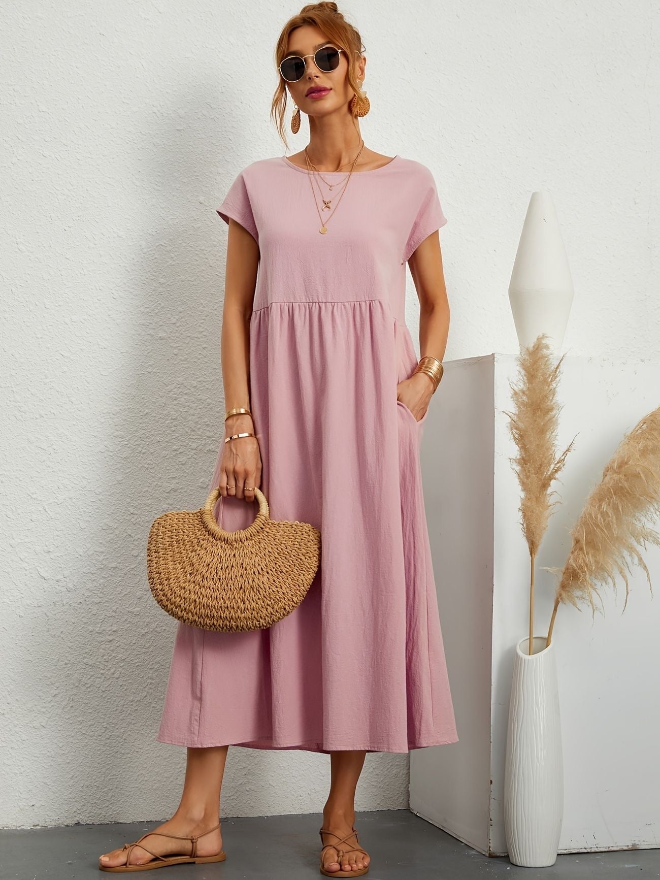 La Flâneuse — Robe Midi Fluide à Poches