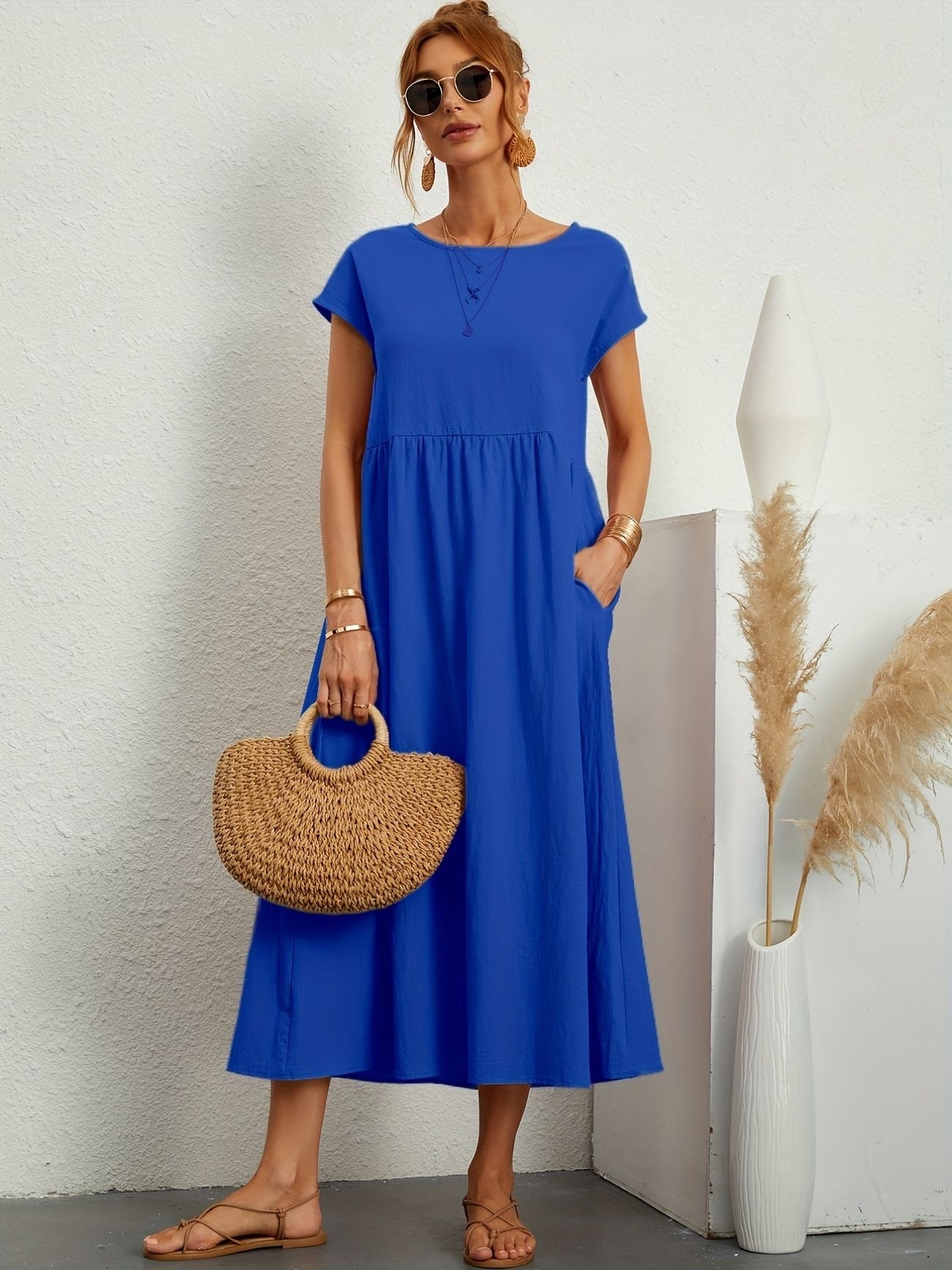 La Flâneuse — Robe Midi Fluide à Poches