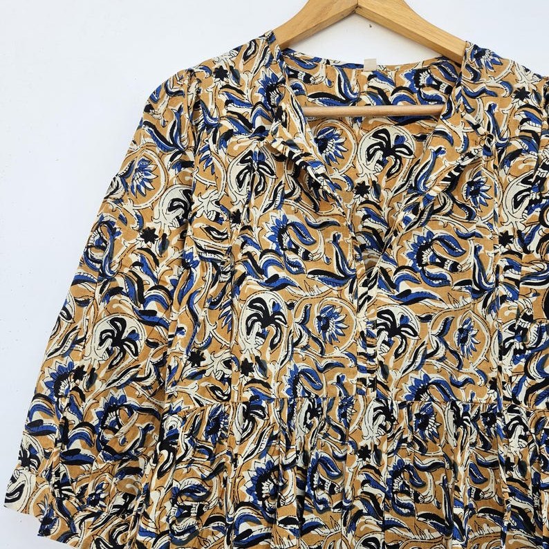Robe Cap-Martin, coton imprimé main