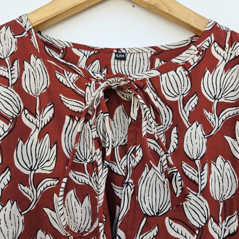 Robe Saint-Jean, coton imprimé main