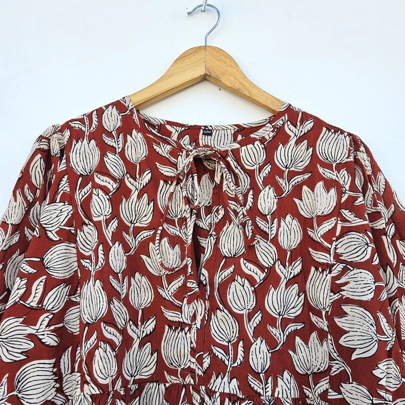 Robe Saint-Jean, coton imprimé main