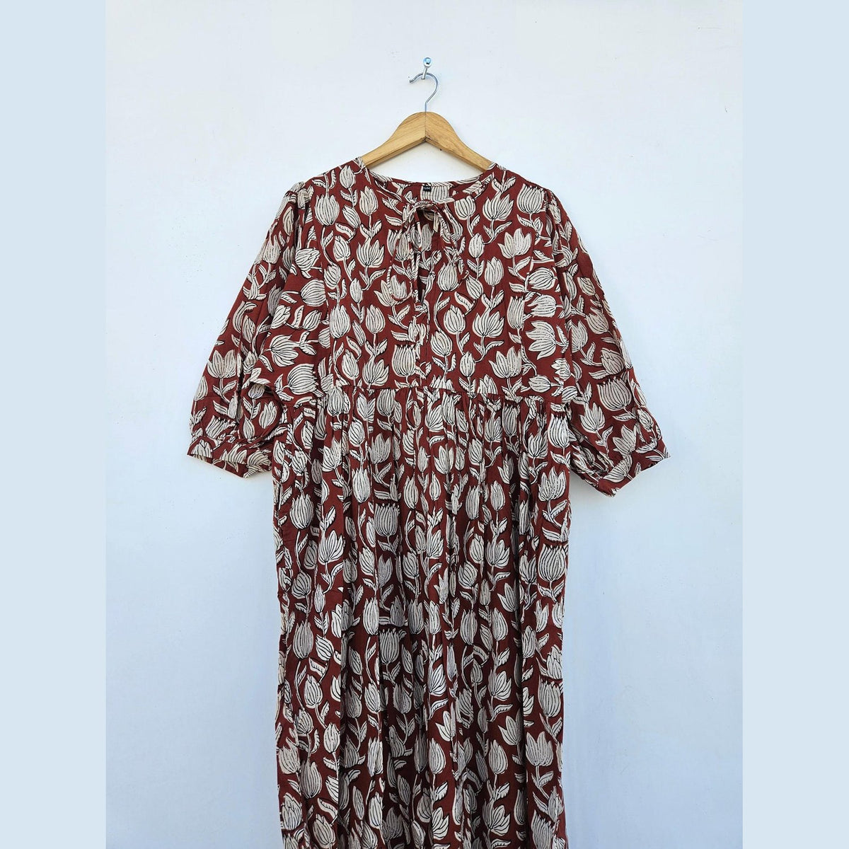 Robe Saint-Jean, coton imprimé main