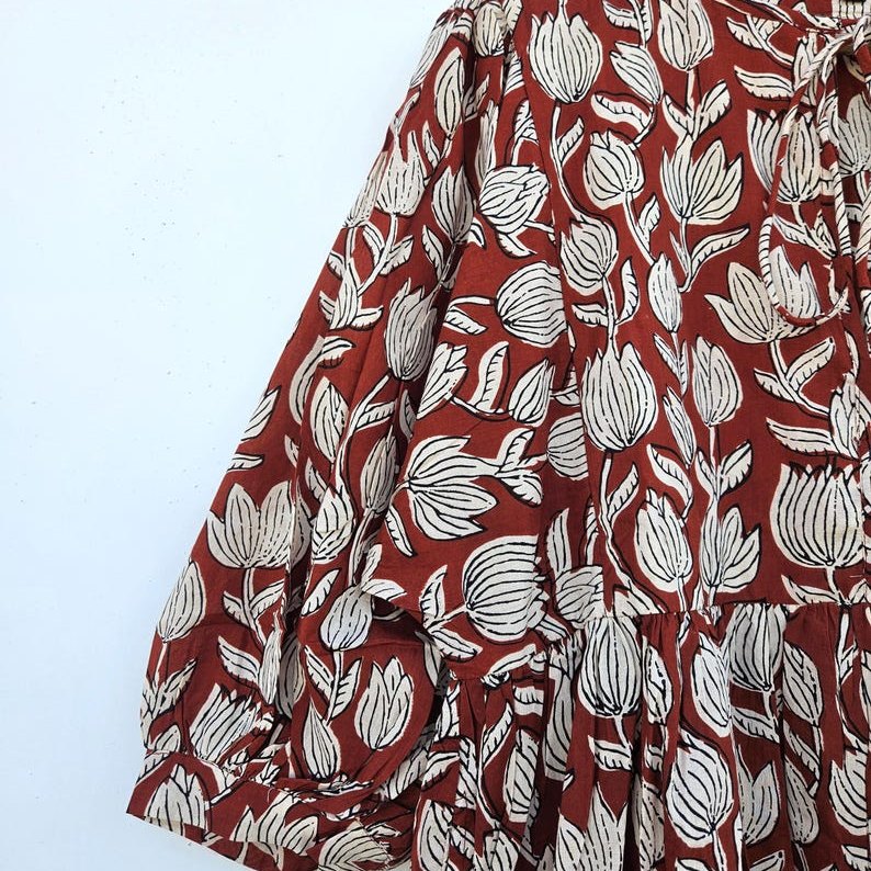 Robe Saint-Jean, coton imprimé main