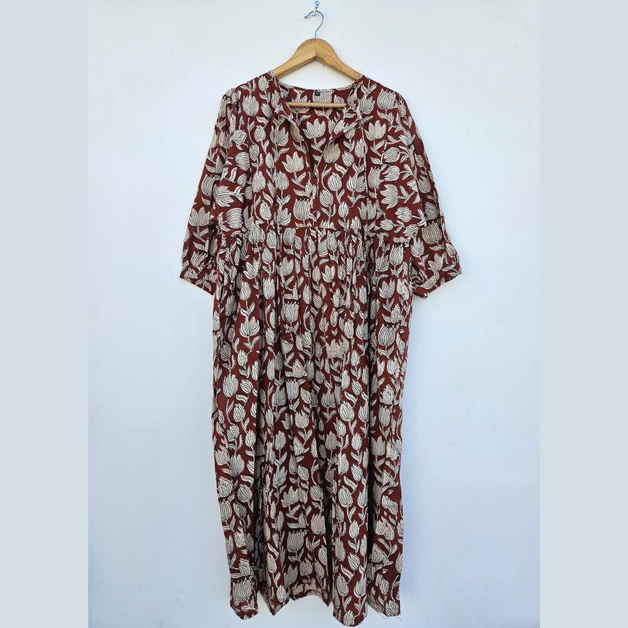 Robe Saint-Jean, coton imprimé main