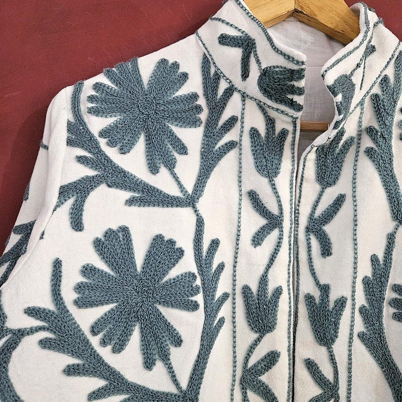 Veste Villefranche, velours brodé main