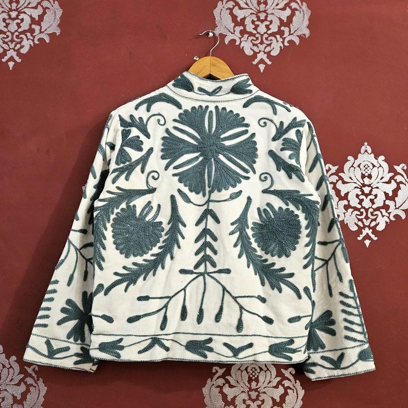 Veste Villefranche, velours brodé main