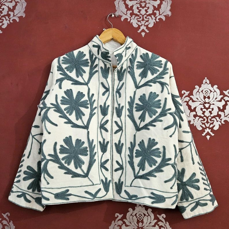 Veste Villefranche, velours brodé main